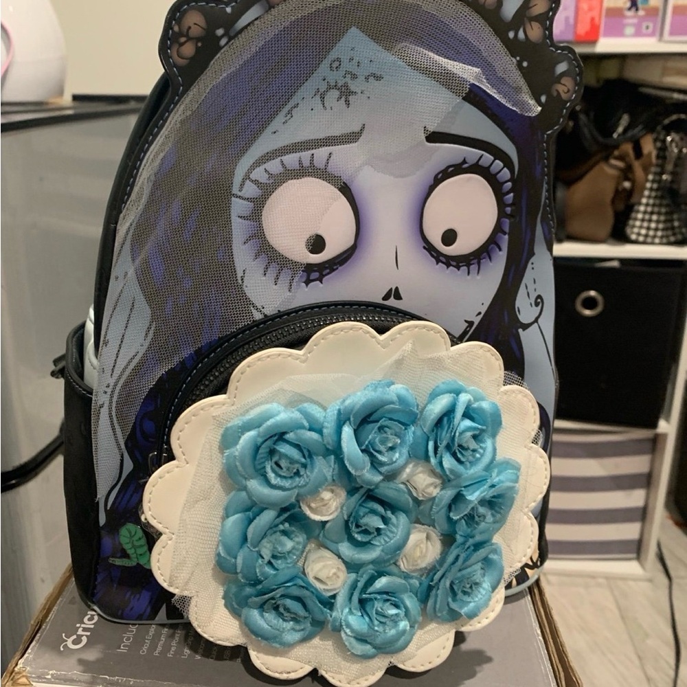 Loungefly Blue & White Floral Mini Backpack - Corpse Bride Inspired